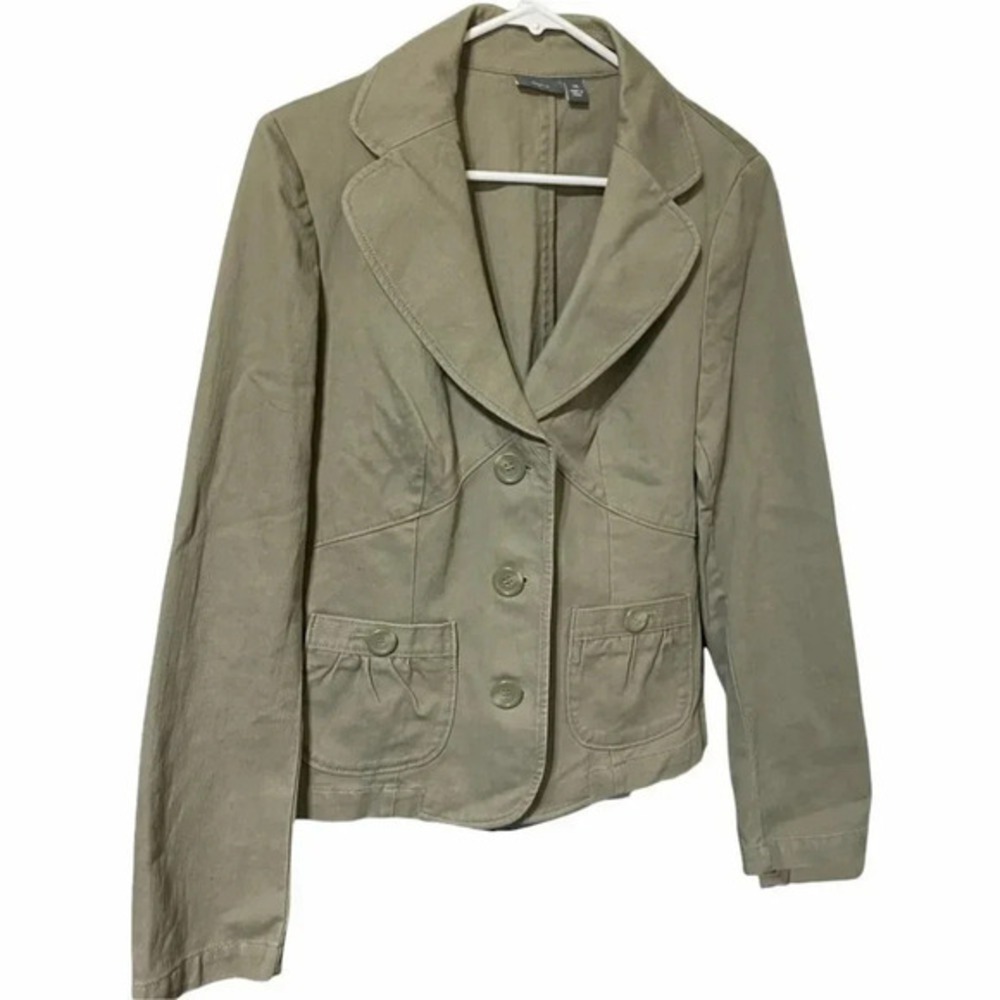 Apt.‎ 9 Womens Olive Green Cotton 3 Button Blazer Jacket Size 10 RN73277
